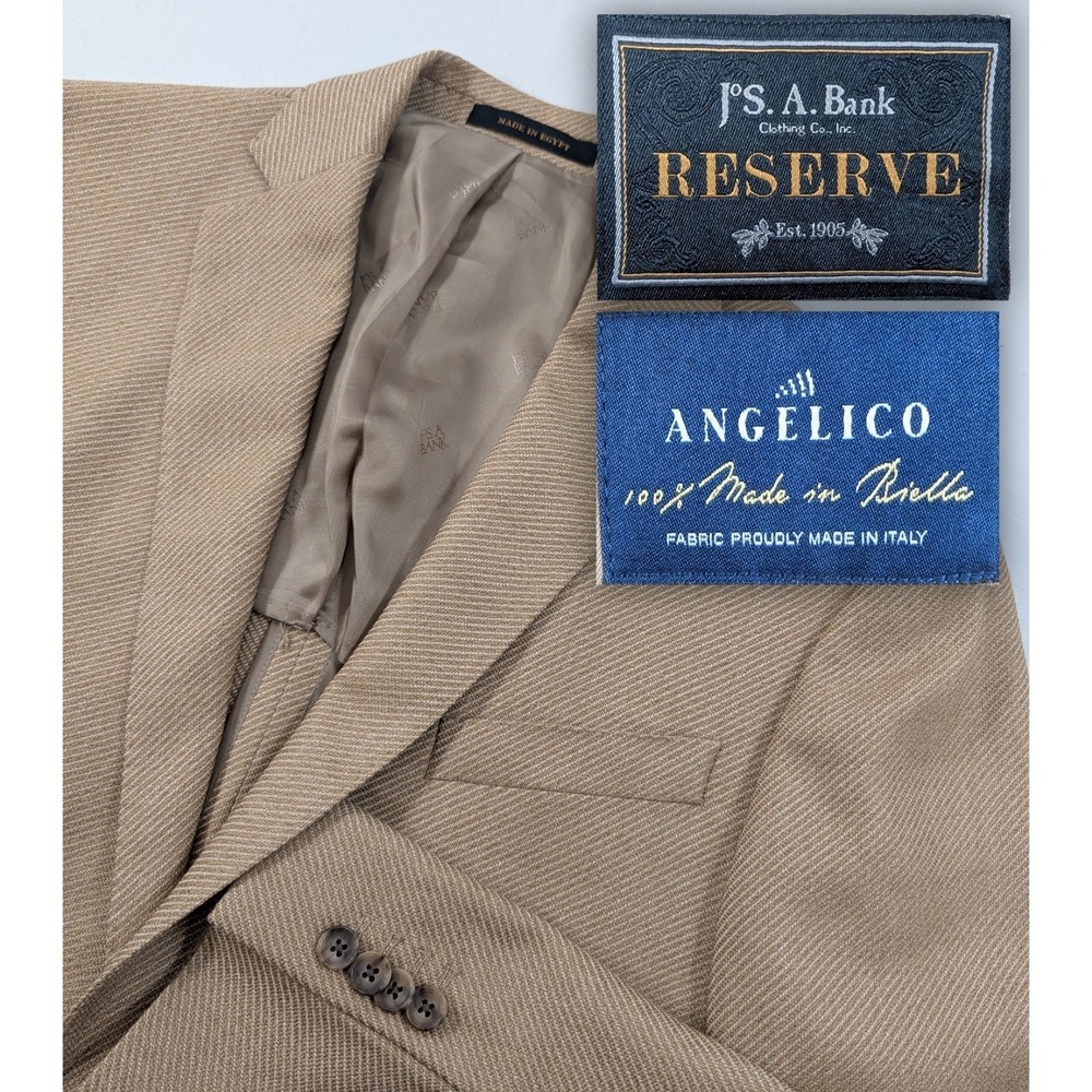 Jos. Bank Reserve Angelico Blazer Suit Jacket Wool  Hopsack Gold  42L 46" Chest‎